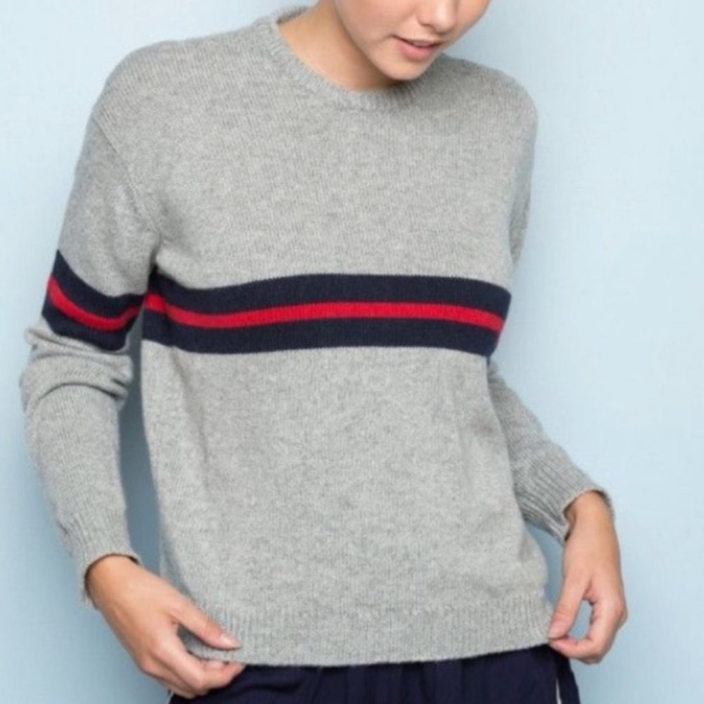BRANDY MELVILLE Gray Navy Red Striped Wool Blend Sweater One Size OS
